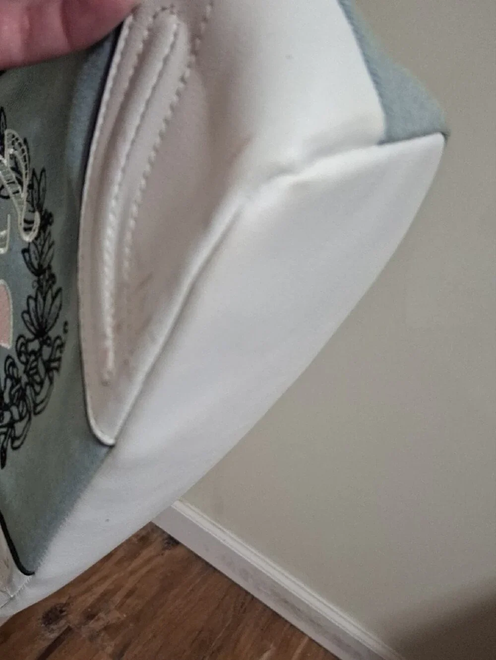 Juicy Couture Light Blue and White Embroidered Dome Satchel